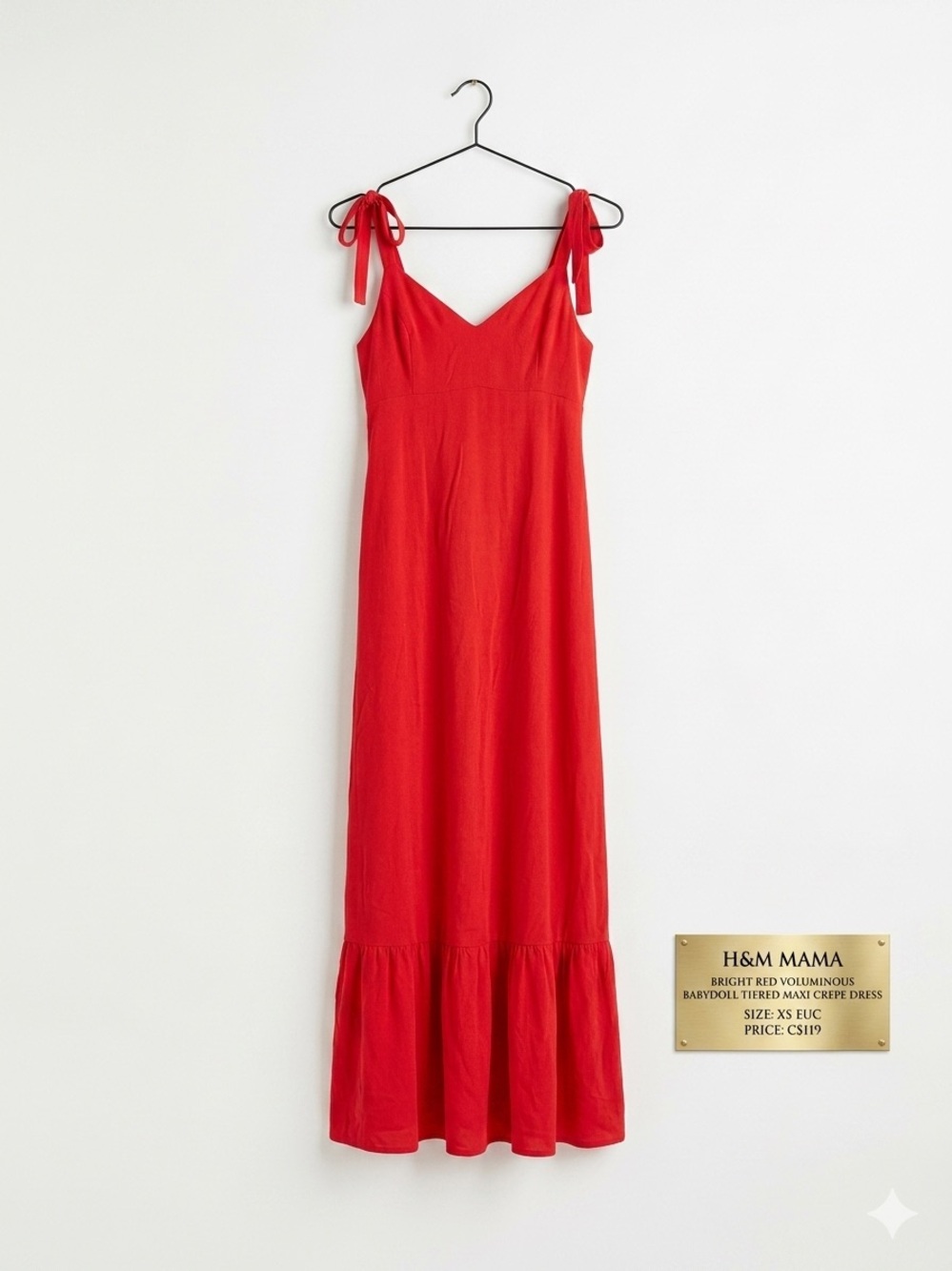 H&M Mamá Bright Red Voluminous Babydoll Maxi Crepe Dress - XS EUC
🌹HOST PICK 🌹